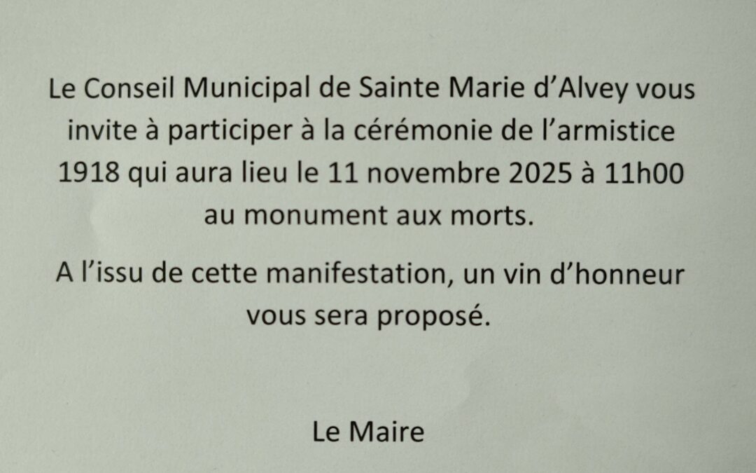 cérémonie du 11 novembre – Sainte-Marie D’Alvey